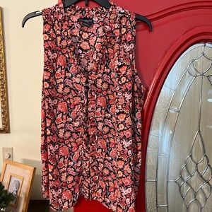 Liz Claiborne sleeveless button-up floral blouse, size L